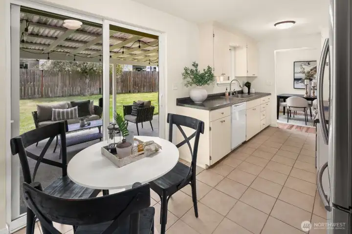 Enjoy quick meals or food prep in your kitchen eating space