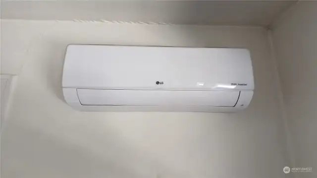 There is an LG mini-split heating/cooling system in units 1 & 2 on the main level. In addition to the wall mounted unit in the living room, the system also has a vent in the bedroom.
