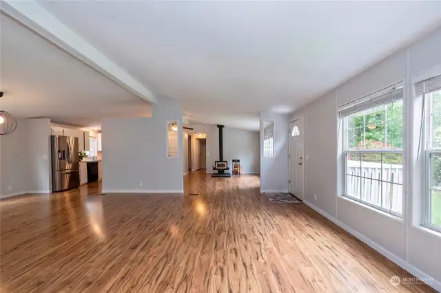 Super spacious home. Push the furniture aside and you have a ballroom to dance or a great sock slide!