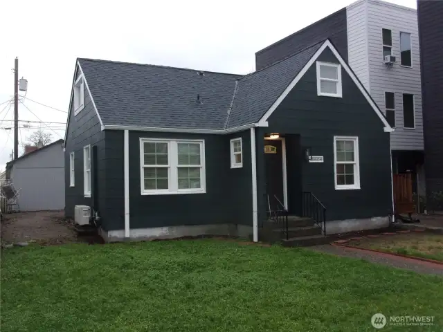 Outside unit for the mini-split is located in the south side yard.