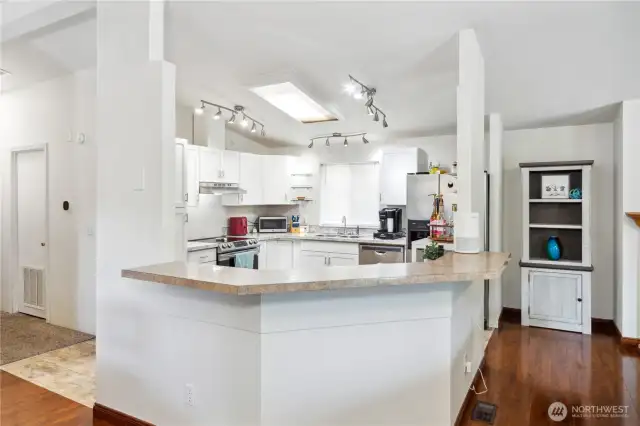Open concept kitchen with bar counter
