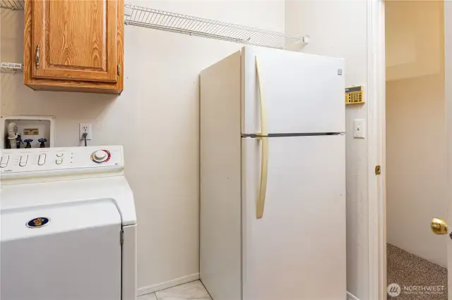 Laundry room. this extra fridge will convey