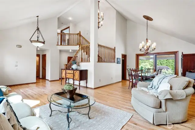 Soaring ceilings welcome you into the entry living space