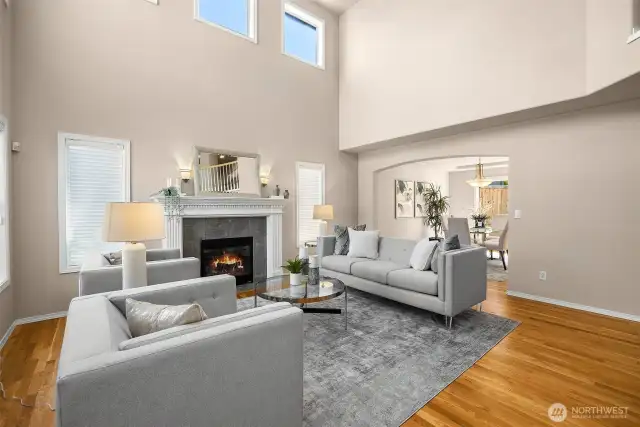 Hardwood floors throughout every space in the home except the laundry & primary bath.