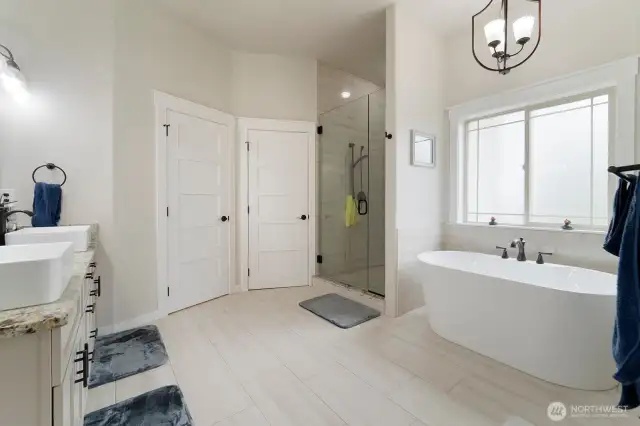 Spacious primary bathroom