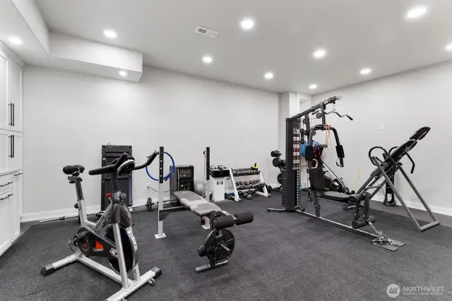 Rec room currently used as gym