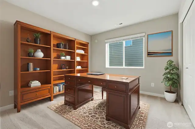 Perfect work from home office. This room is virtually staged.