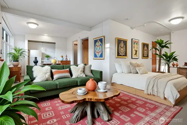 Virtually staged lower level guest suite