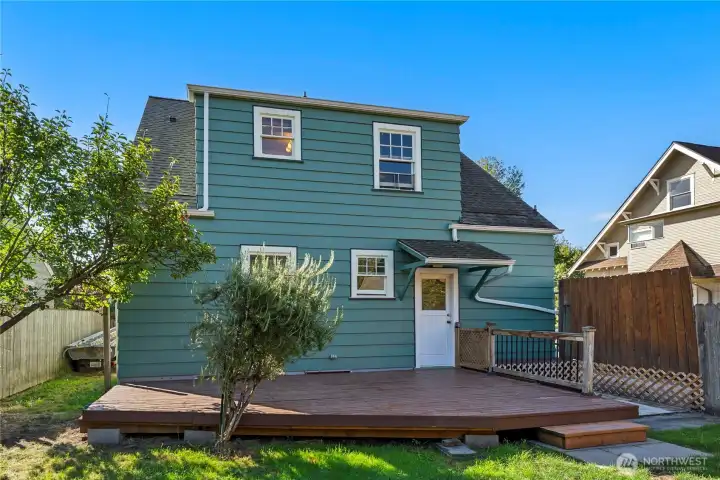 Another view of the back of the house showing more storage space on the left side pictured here.