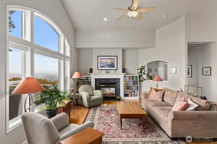 Vaulted ceilings in the formal living room.