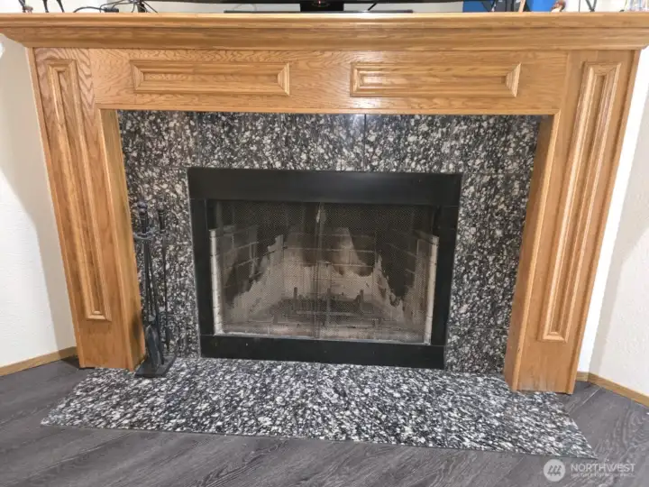 Wood burning fireplace in each unit