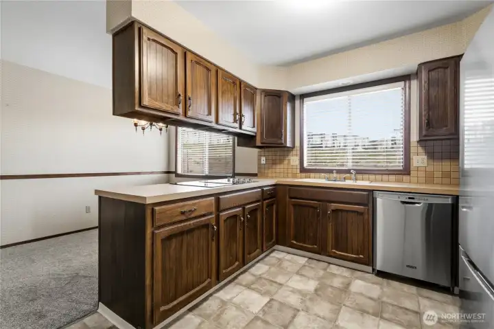 Functional Kitchen w/ Generous Cabinetry - New Dishwasher Right of Center
