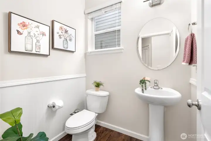 Convenient powder bath on main floor