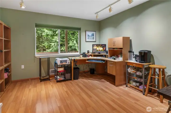 Office with gorgeous views of backyard