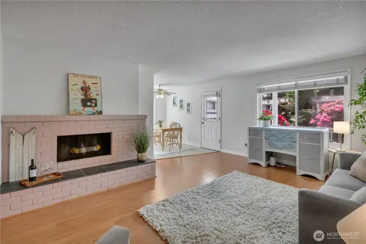 Comfortable gathering space with natural light flowing through