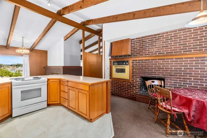 informal dining and fireplace informal dining and fireplace