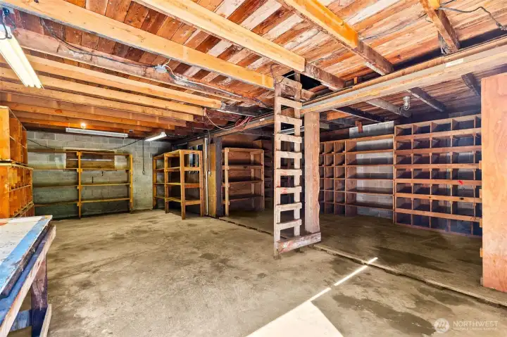 Interior of barn. 3 Stall set up, work space & hay loft Interior of barn. 3 Stall set up, work space & hay loft