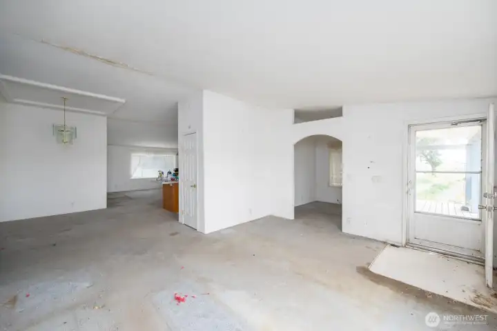 Living Room with view into family room and office