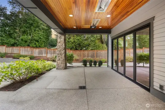 Covered heated patio off Family room and Kitchen