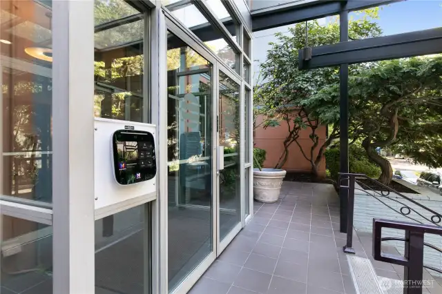 The ButterflyMX system is a cloud-based entry management interface tha enables residents to control front doors access directly from their smartphones, eliminating the need for traditional keys.