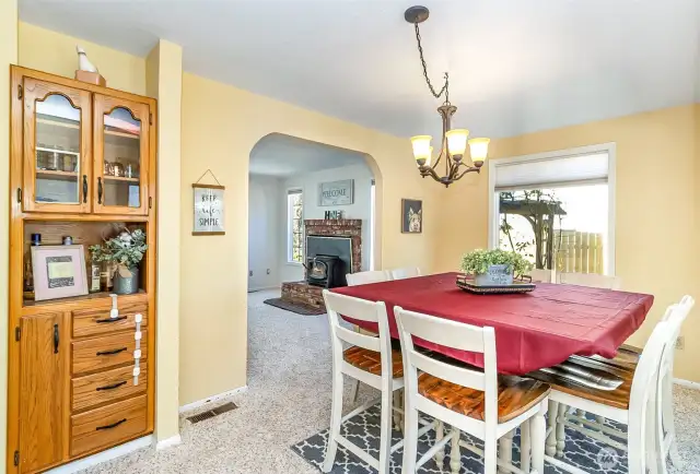 Close up of the Dining Looking to the Formal Living~All Main Floor Rooms Easily Flow from one to Another~Clear Site Lines for Toddlers & Pets~