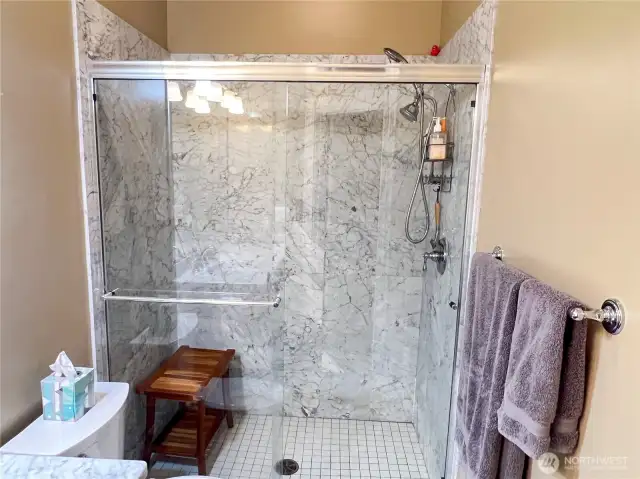 Spacious shower.