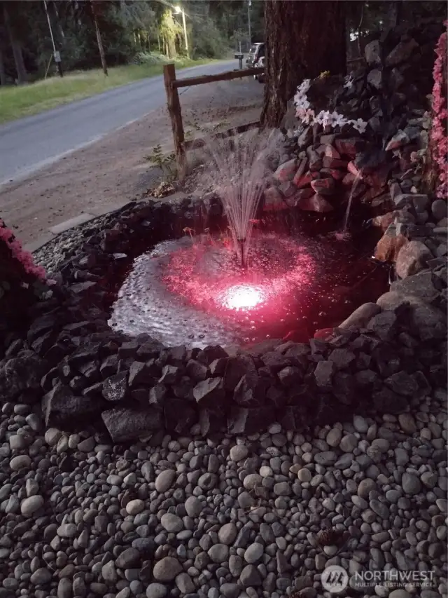 Pond turns Magenta at dusk