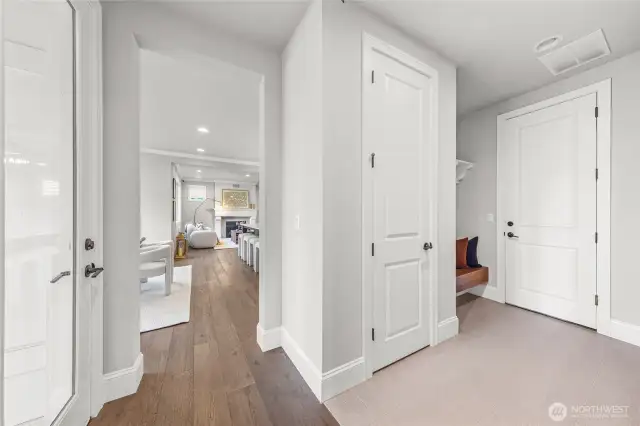 mudroom at garage entry way