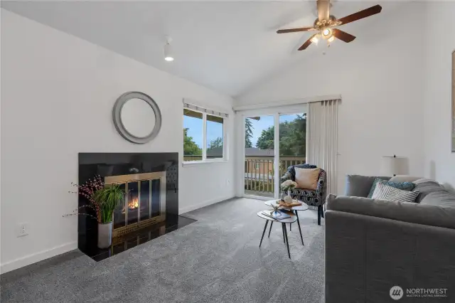 The Wood burning fireplace provides ambiance in the cold months!