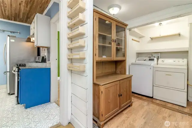 Washer and dryer located off the kitchen -