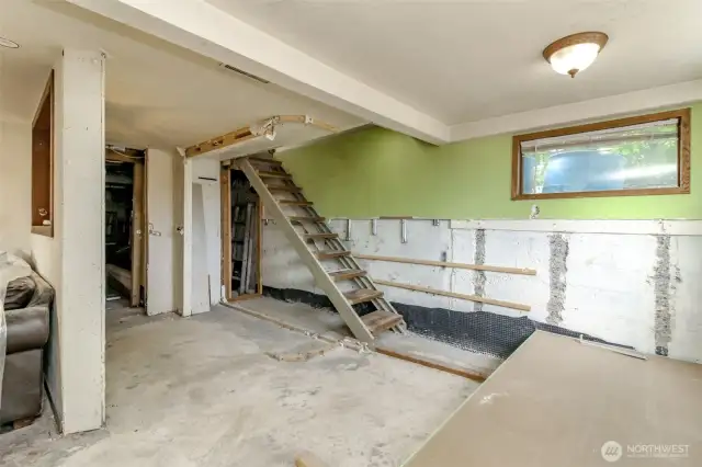 Unfinished daylight basement with potential -