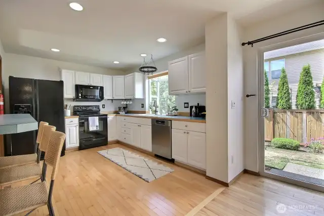 Kitchen features newer appliances.  Stove is plumbed for a gas cooktop.