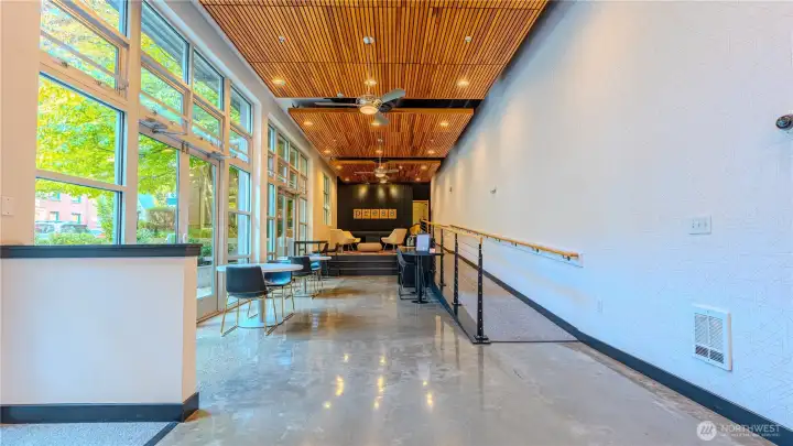 Enjoy the community lounge - an inviting space to work, relax, or connect with neighbors.