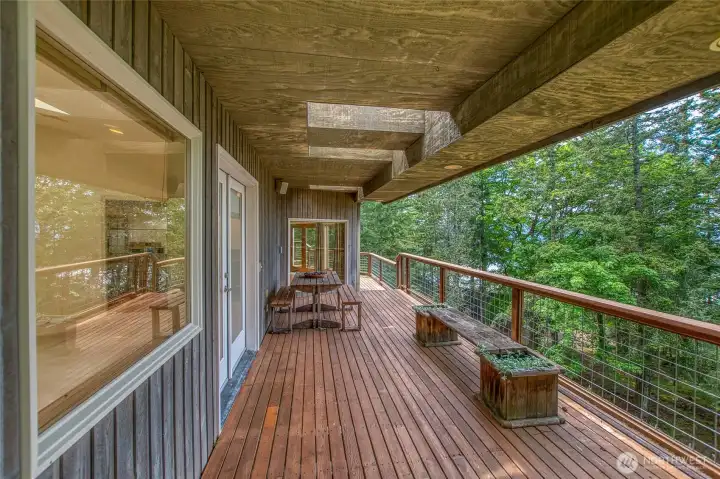 Full length decks, partially covered, for outdoor activities