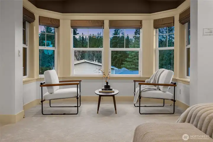 Sitting room; custom drapes; windows; details