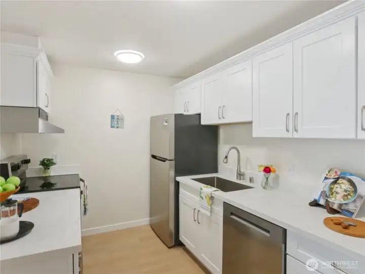 Renovated kitchen with new cabinetry!