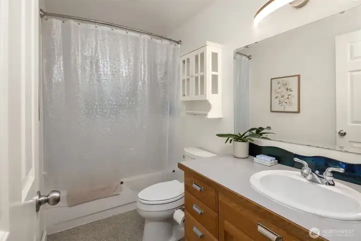 Bathroom in the main hall nearest the living area (see floor plans).