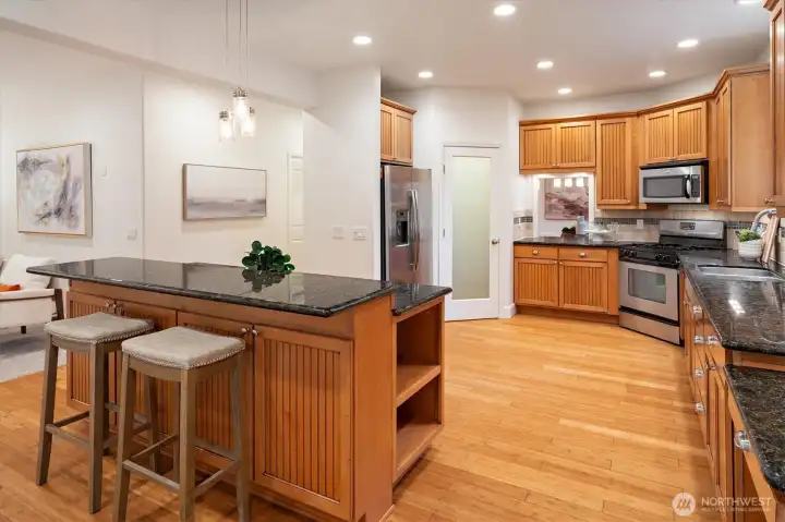 Bar seating at kitchen island