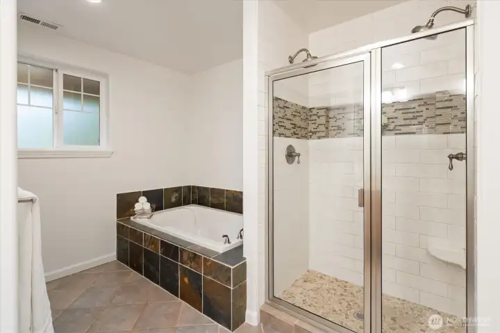 Primary bath tub and separate shower