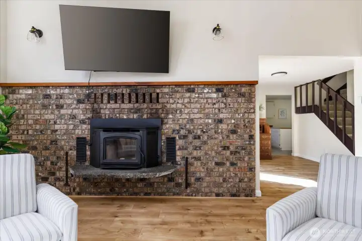 Real wood fireplace