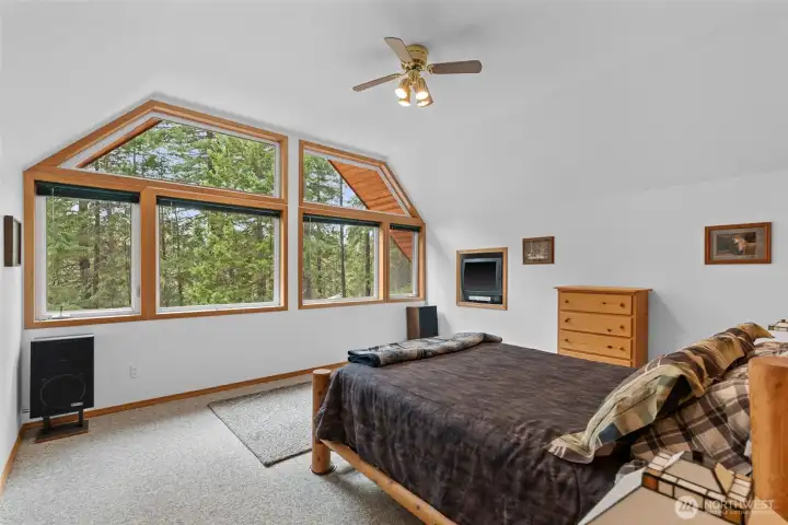 Upper Level Primary Bedroom, Large Picture Windows