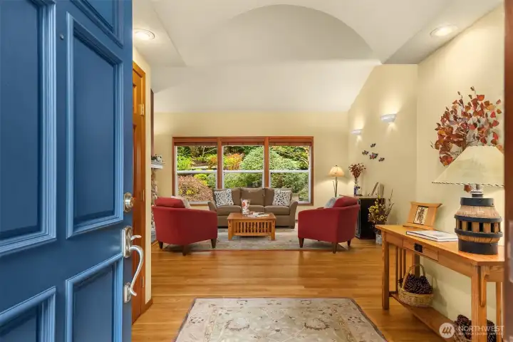 Welcome! The home features high ceilings and abundant windows throughout.