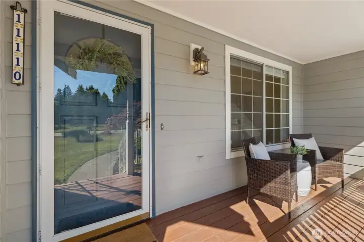 Enjoy your morning cup of coffee on the covered front porch. Enjoy your morning cup of coffee on the covered front porch.