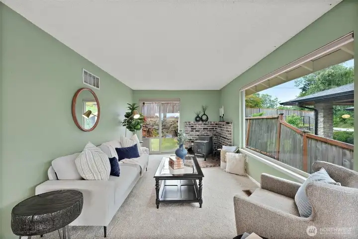 Family room off of dining/kitchen area.