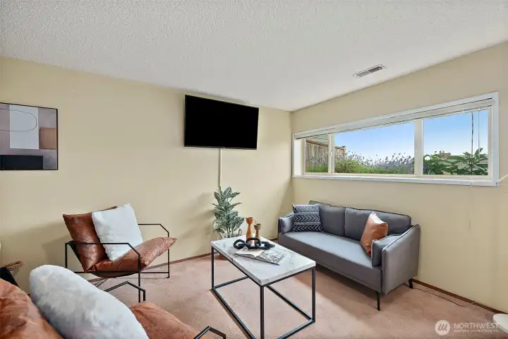 Or lower level can be an extra rec room space for you!