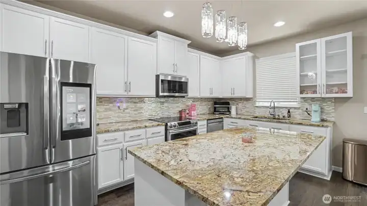 Granite countertops offer beauty and durability.