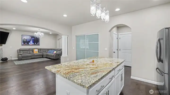 Pendant lighting creates the perfect ambiance.