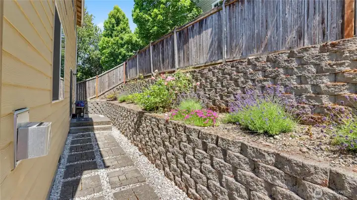 Terraced landscaping offers beauty with minimal upkeep.