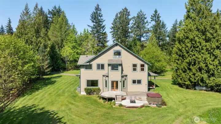 Exterior of house that looks out at view.