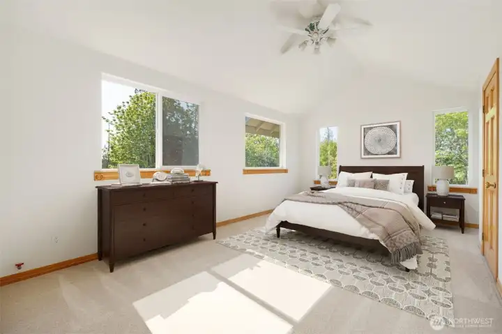 Primary bedroom with walk in closet.